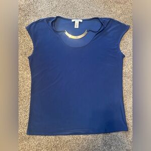 Blue Cap Sleeve Top with Silver Accent